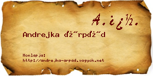 Andrejka Árpád névjegykártya